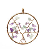 Crystal Quartz Pendant Necklace Chakra Tree of Life Reiki Healing Jewelry
