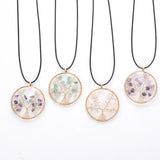 Crystal Quartz Pendant Necklace Chakra Tree of Life Reiki Healing Jewelry