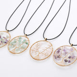 Crystal Quartz Pendant Necklace Chakra Tree of Life Reiki Healing Jewelry