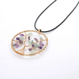 Crystal Quartz Pendant Necklace Chakra Tree of Life Reiki Healing Jewelry