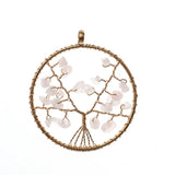 Crystal Quartz Pendant Necklace Chakra Tree of Life Reiki Healing Jewelry