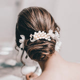Crystal Rhinestone Pearl Hair Comb Bridal Headpiece Wedding Hair Jewelry