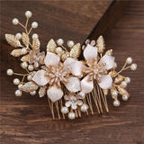 Crystal Rhinestone Pearl Hair Comb Bridal Headpiece Wedding Hair Jewelry