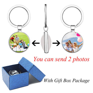 Photo Glass Keychain Personalized DIY Keyrings Family Baby Birthday Gift