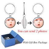 Photo Glass Keychain Personalized DIY Keyrings Family Baby Birthday Gift