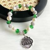 Greek Sorority Elastic Line Crystal Pearl Bracelet