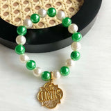Greek Sorority Elastic Line Crystal Pearl Bracelet