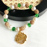 Greek Sorority Elastic Line Crystal Pearl Bracelet