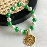 Greek Sorority Elastic Line Crystal Pearl Bracelet