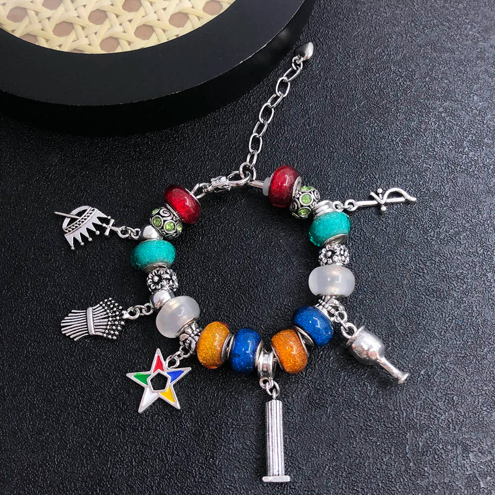 Greek Sorority Mix European Bead Order Of Easter Star OES Bracelet