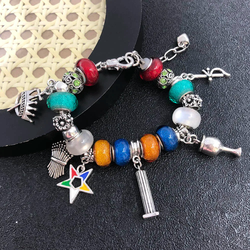 Greek Sorority Mix European Bead Order Of Easter Star OES Bracelet