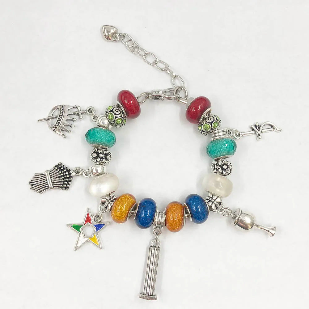 Greek Sorority Mix European Bead Order Of Easter Star OES Bracelet