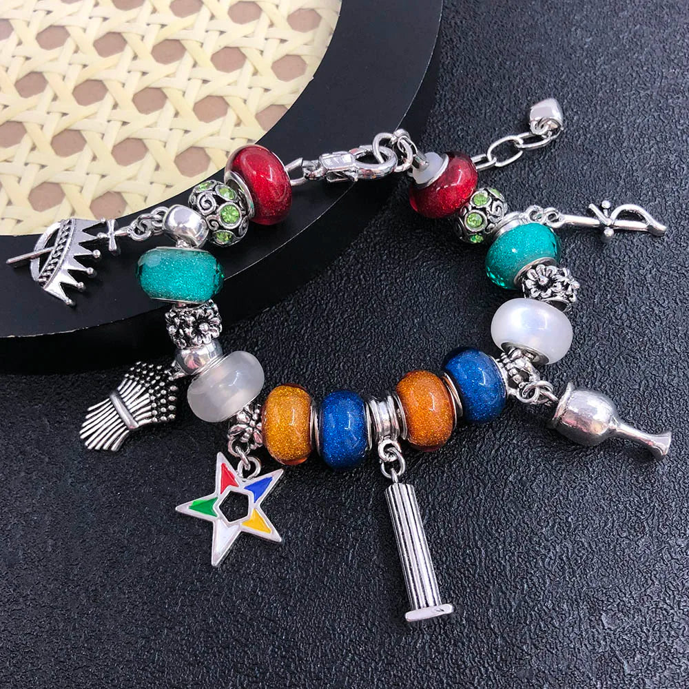 Greek Sorority Mix European Bead Order Of Easter Star OES Bracelet