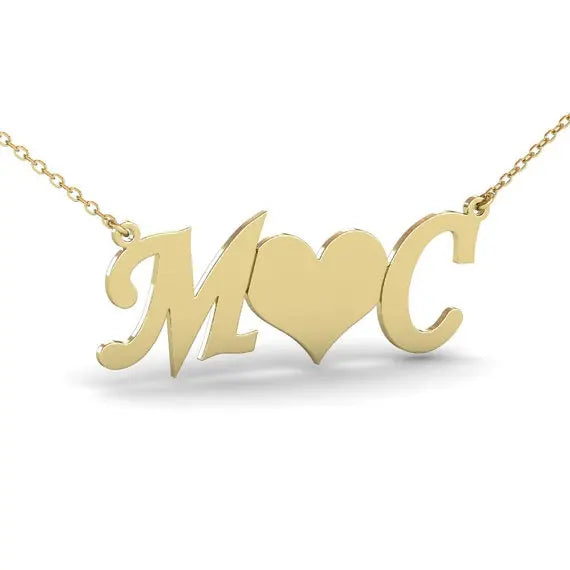 Personalized Initial Necklace with Heart Choker for Valentines