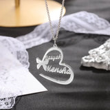 Personalized Butterfly Heart Necklace Stainless Steel Boho Jewelry