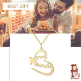 Personalized Butterfly Heart Necklace Stainless Steel Boho Jewelry