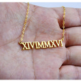 Roman Numeral Wedding Date Necklace Bridesmaid Gift