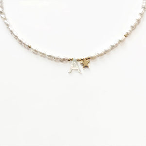 Shell Letter Pendant Necklace Natural Pearl Jewelry Ladies Neck Charm Choker