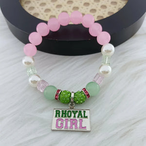 Glass Beads Letter Charm Sorority Bracelet