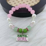 Glass Beads Letter Charm Sorority Bracelet
