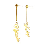 Personalized Name Earring Women Stainless Steel Dangle Long Earrings Gift