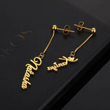 Personalized Name Earring Women Stainless Steel Dangle Long Earrings Gift