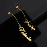 Personalized Name Earring Women Stainless Steel Dangle Long Earrings Gift