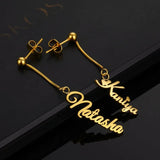 Personalized Name Earring Women Stainless Steel Dangle Long Earrings Gift