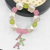 Greek Sorority Pearl Beads Bracelet with Clover Charm