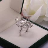 Copper Plated 18K Flower Leaf Lace Set Ring Baroque Pearl