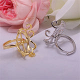 Copper Plated 18K Flower Leaf Lace Set Ring Baroque Pearl