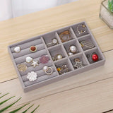 DIY Jewelry Box Drawer Storage Organizer Gray Beige Velvet