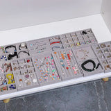 DIY Jewelry Box Drawer Storage Organizer Gray Beige Velvet