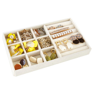 DIY Jewelry Box Drawer Storage Organizer Gray Beige Velvet