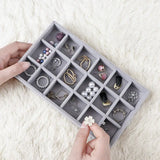 DIY Jewelry Box Drawer Storage Organizer Gray Beige Velvet