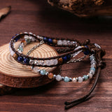 DIY Mixed Crystal Stone Beaded Wrap Bracelet with Chain for Women