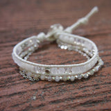 DIY Mixed Crystal Stone Beaded Wrap Bracelet with Chain for Women
