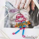 DIY Polyline Letter Keychain Personalized Family Metal Key Chain