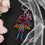 DIY Polyline Letter Keychain Personalized Family Metal Key Chain