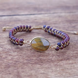 Tiger Eye Stone Charm Wrap Bracelet Yoga Bangle Boho Jewelry