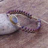 Tiger Eye Stone Charm Wrap Bracelet Yoga Bangle Boho Jewelry