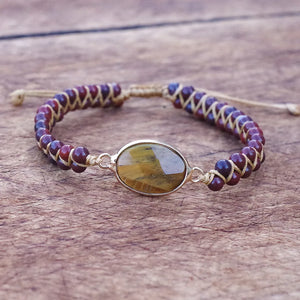 Tiger Eye Stone Charm Wrap Bracelet Yoga Bangle Boho Jewelry