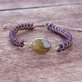 Tiger Eye Stone Charm Wrap Bracelet Yoga Bangle Boho Jewelry