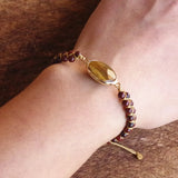 Tiger Eye Stone Charm Wrap Bracelet Yoga Bangle Boho Jewelry