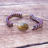 Tiger Eye Stone Charm Wrap Bracelet Yoga Bangle Boho Jewelry
