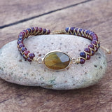 Tiger Eye Stone Charm Wrap Bracelet Yoga Bangle Boho Jewelry