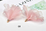 DIY Chiffon Satin Flower Pendant Earrings
