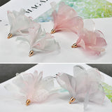 DIY Chiffon Satin Flower Pendant Earrings