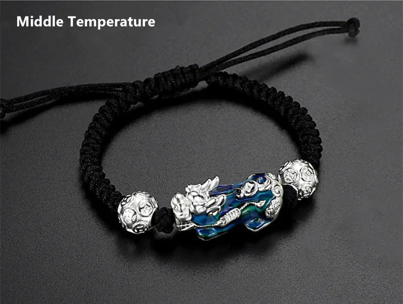 Silver PiXiu Braide Bracelet Amulet Bangle Size Adjustable