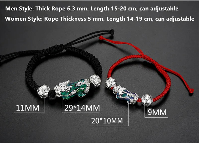 Silver PiXiu Braide Bracelet Amulet Bangle Size Adjustable